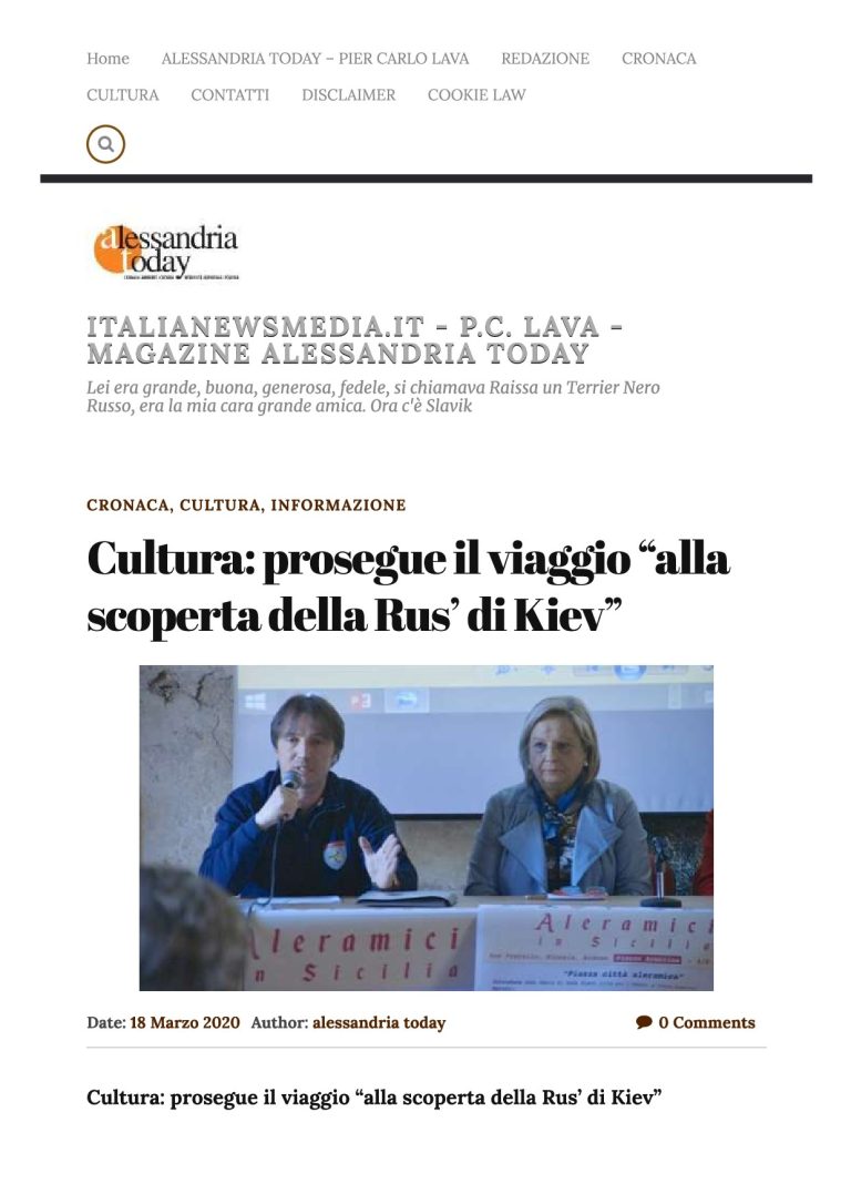 Alessandria Cultura Prosegue Il Viaggio “alla Scoperta Della Rus’ Di Kiev”