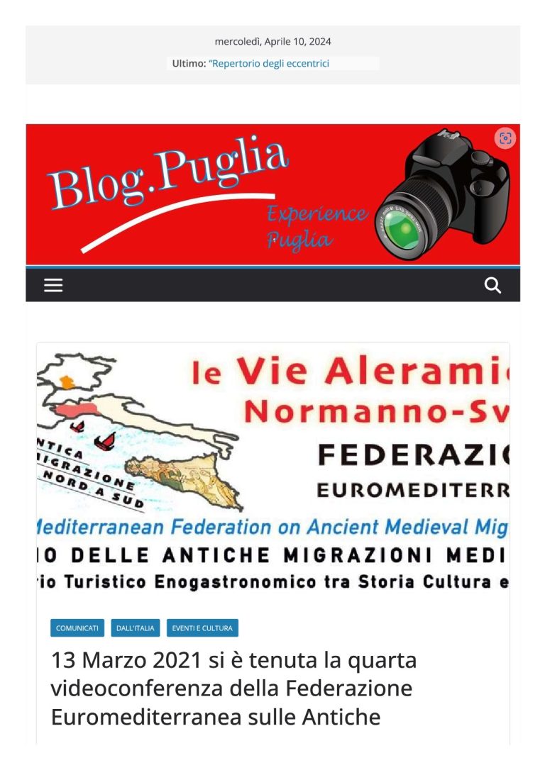 Blog Puglia 13 Marzo 2021 Le Vie Aleramiche Normanno Sveve