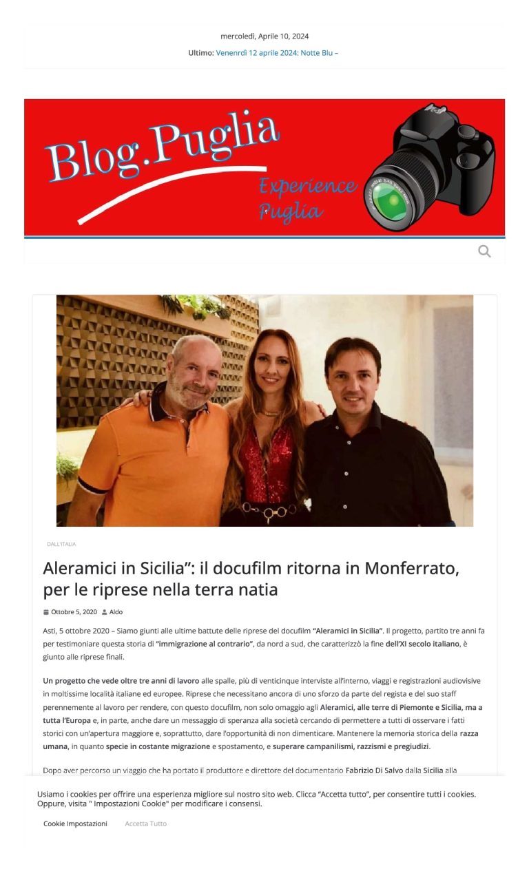 Blog Puglia Aleramici In Sicilia Il Docufilm Ritorna In Monferrato, Per Le Riprese Nella Terra Natia