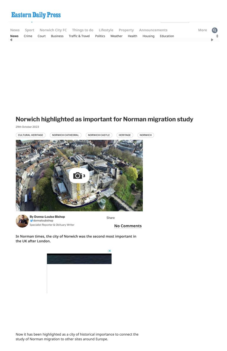 Eastern Daily Press Norwich Highlighted As Important For Norman Migration Study