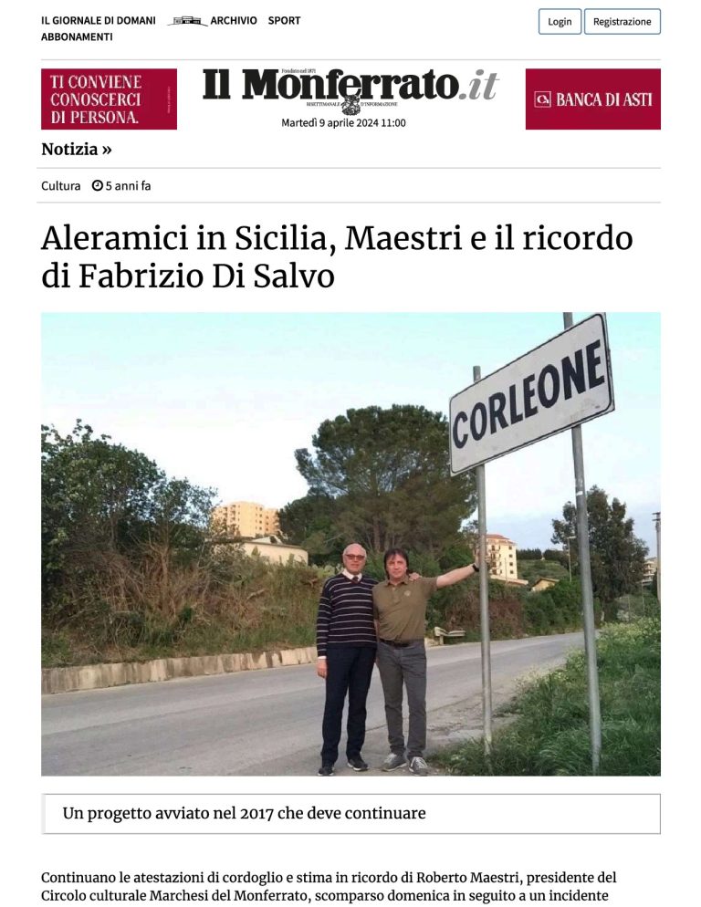 Il Monferrato Aleramici In Sicilia, Maestri E Il Ricordo Di Fabrizio Di Salvo