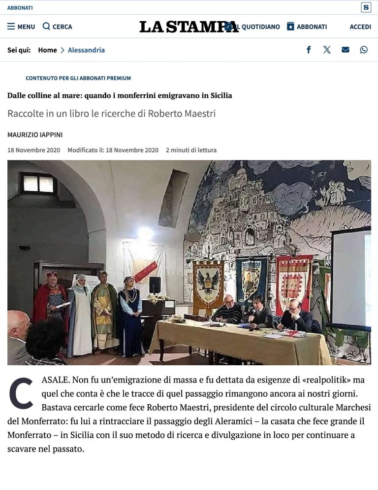 La Stampa Dalle Colline Al Mare Quando I Monferrini Emigravano In Sicilia