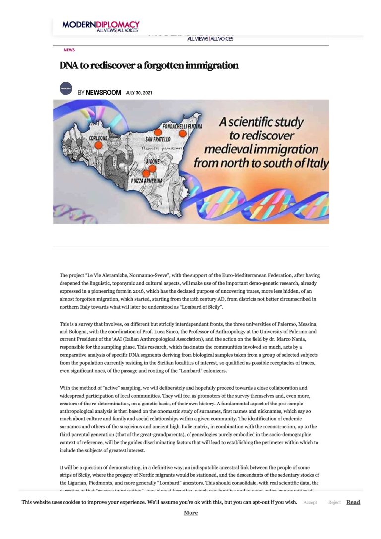 MODERNDIPLOMACY DNA To Rediscover A Forgotten Immigration
