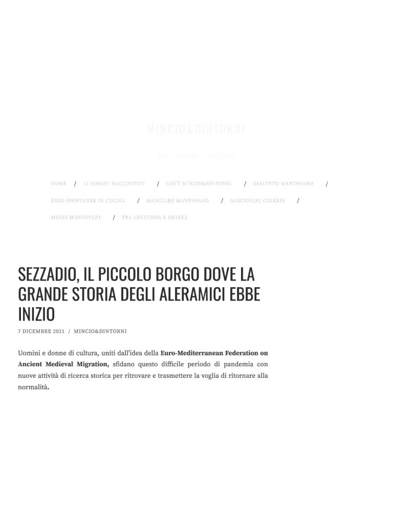 Mincio E Dintorni SEZZADIO, IL PICCOLO BORGO DOVE LA GRANDE STORIA DEGLI ALERAMICI EBBE INIZIO