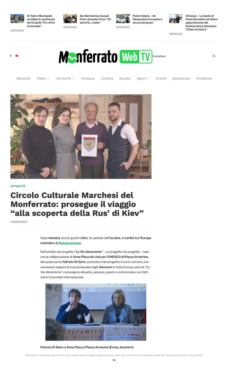 Monferrato Web TV Circolo Culturale Marchesi Del Monferrato Prosegue Il Viaggio Alla Scoperta Della Rus’ Di Kiev