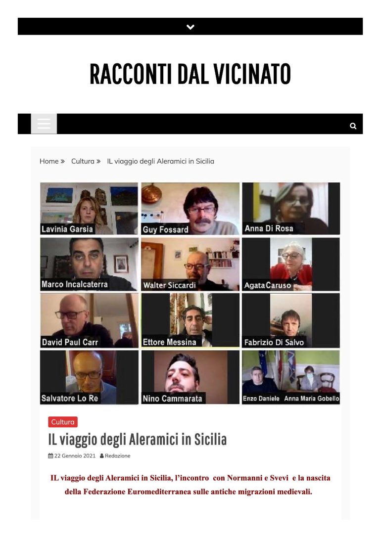 RACCONTI DAL VICINATO Il Viaggio Degli Aleramici In Sicilia