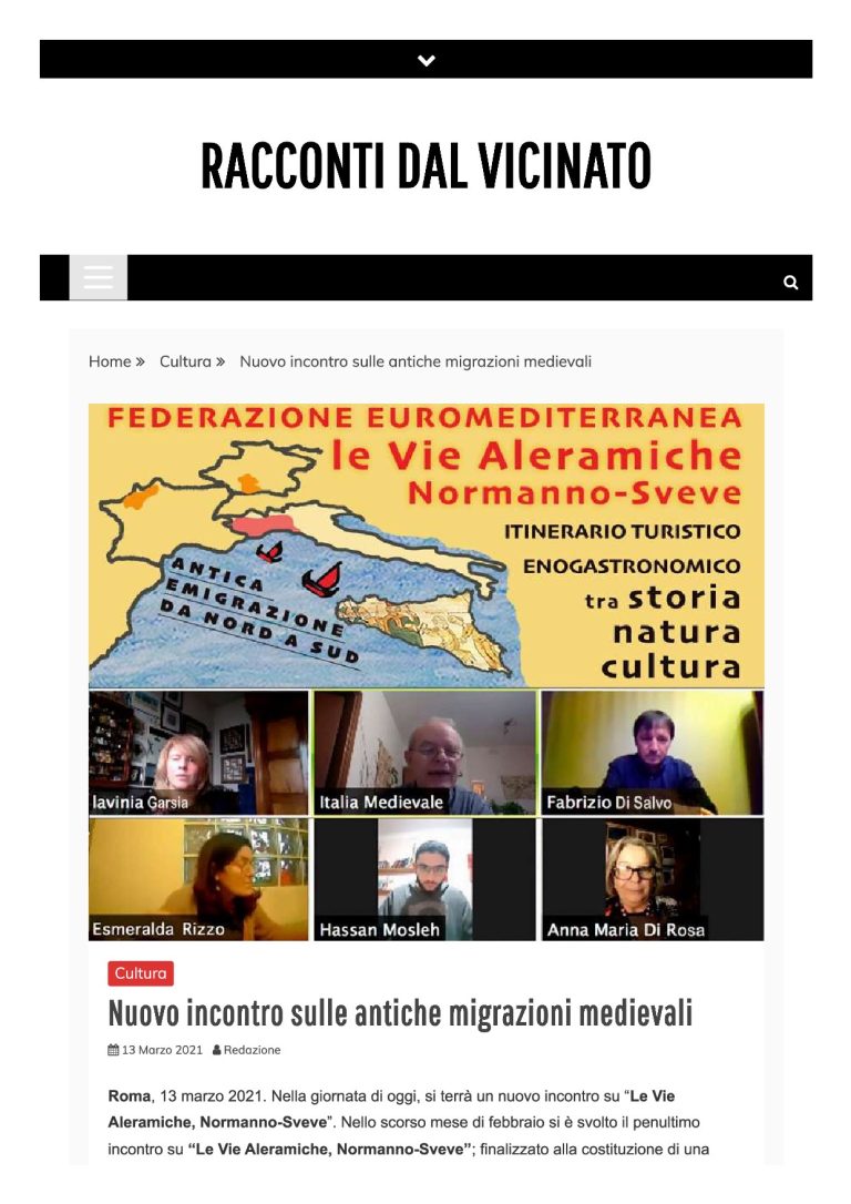RACCONTI DAL VICINATO Nuovo Incontro Sulle Antiche Migrazioni Medievali
