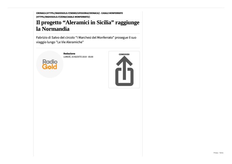 RadioGold Il Progetto “Aleramici In Sicilia” Raggiunge La Normandia