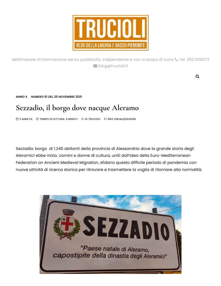 Trucioli Sezzadio, Il Borgo Dove Nacque Aleramo