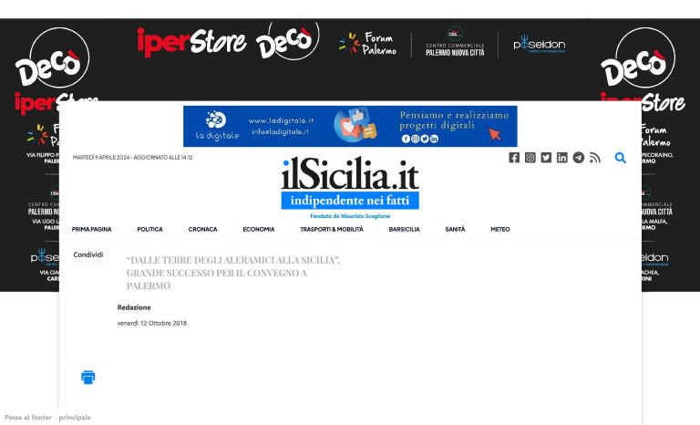 IlSicilia “DALLE TERRE DEGLI ALERAMICI ALLA SICILIA”, GRANDE SUCCESSO PER IL CONVEGNO A PALERMO