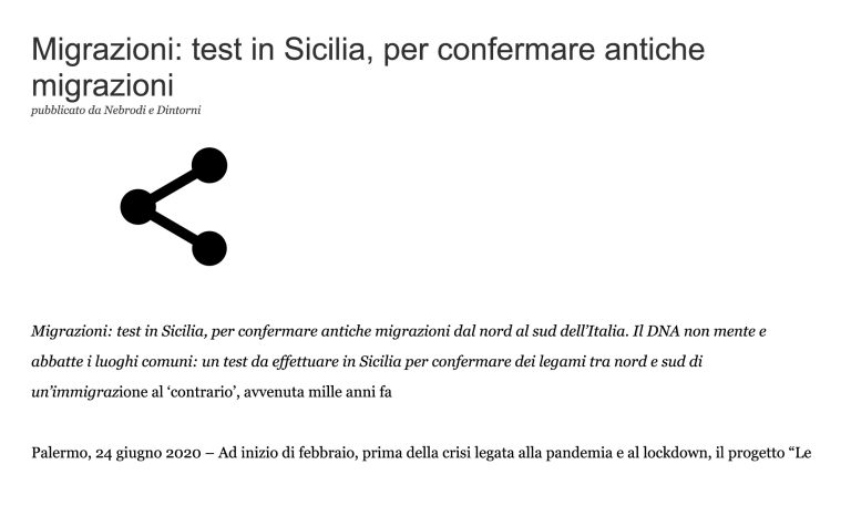 Parcodeinebrodi Migrazioni Test In Sicilia, Per Confermare Antiche Migrazioni